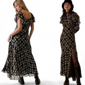 FREE PEOPLE X ANNA SUI Annabel Bias heart print Dress XS